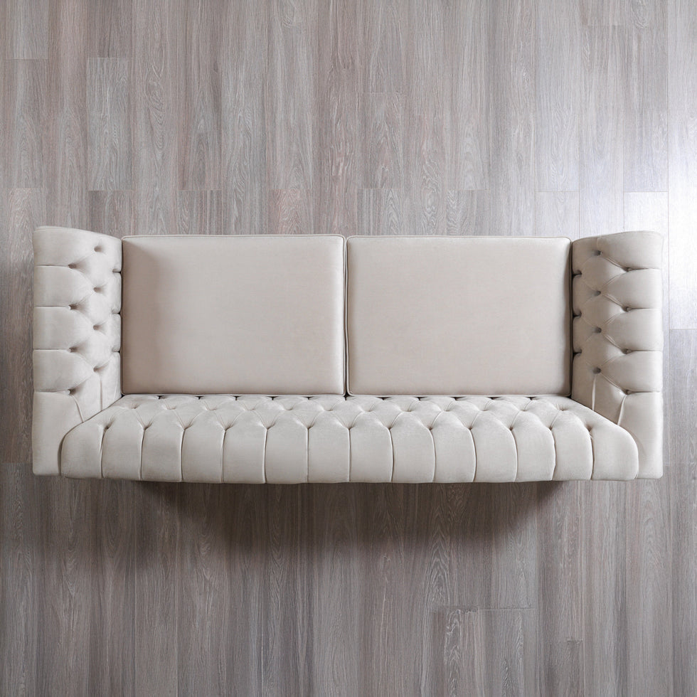 Nova - Milena Velvet Sofa & Loveseat in Ivory