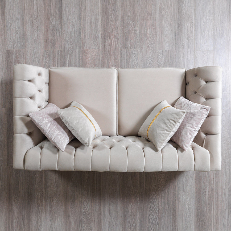 Nova - Milena Velvet Sofa & Loveseat in Ivory