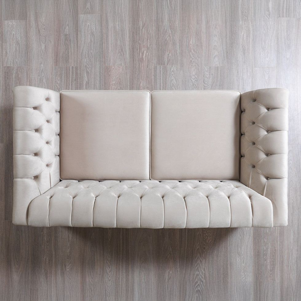 Nova - Milena Velvet Sofa & Loveseat in Ivory