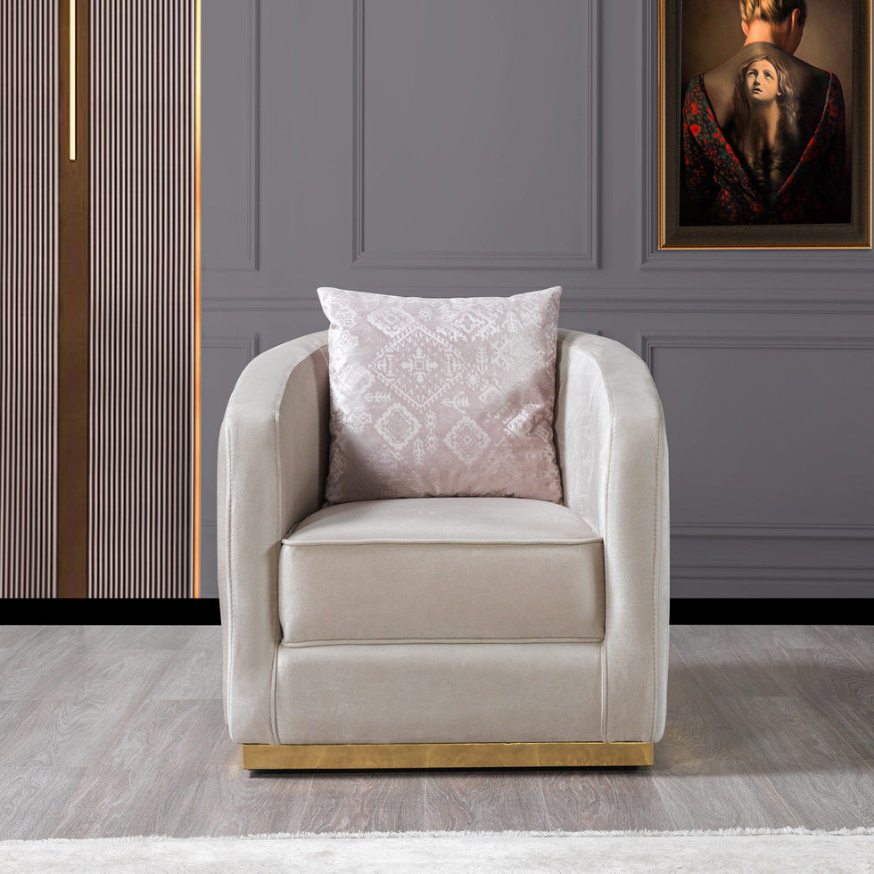 Nova - Milena Velvet Sofa & Loveseat in Ivory