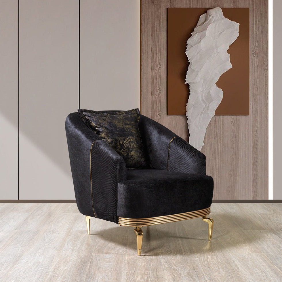 Nova - Santana Black Velvet Chair