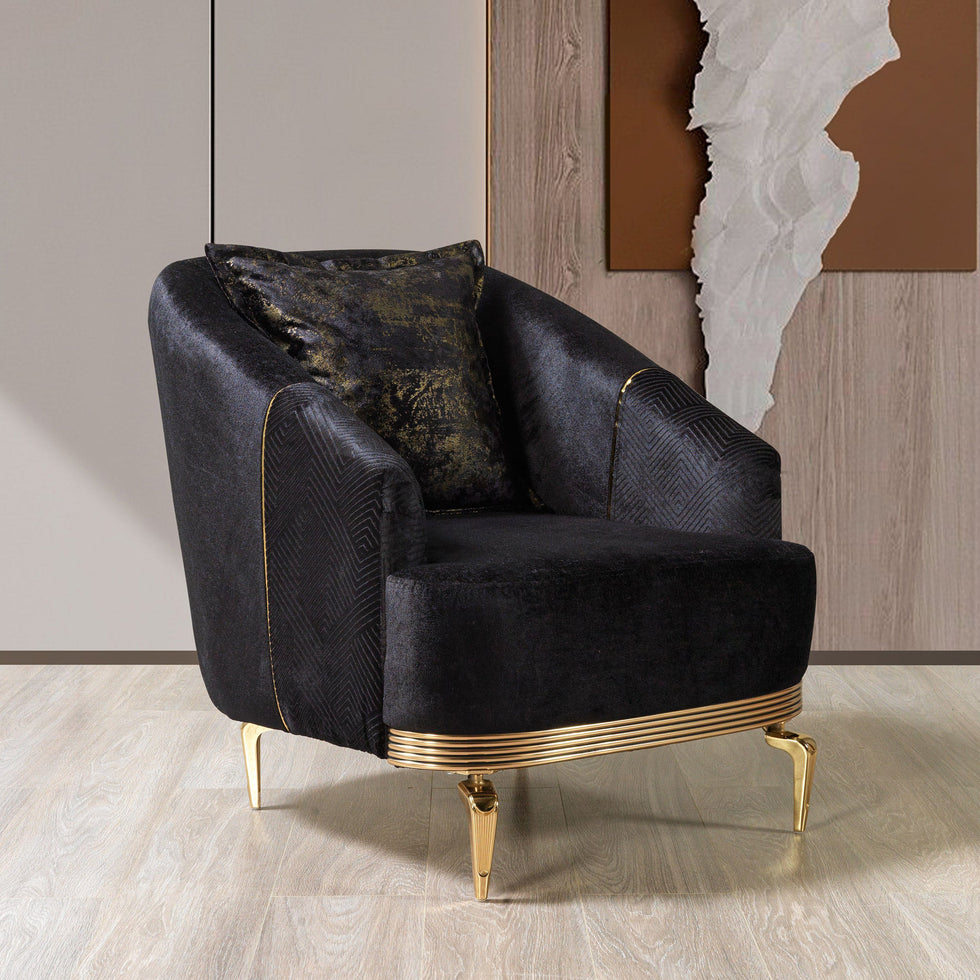Nova - Santana Black Velvet Chair