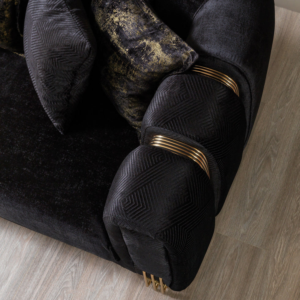 Nova - Santana Black Velvet Sofa 89" & Loveseat 69"