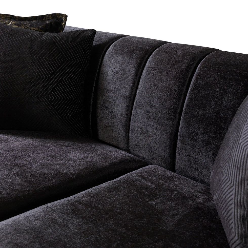 Nova - Santana Black Velvet Sofa 89" & Loveseat 69"