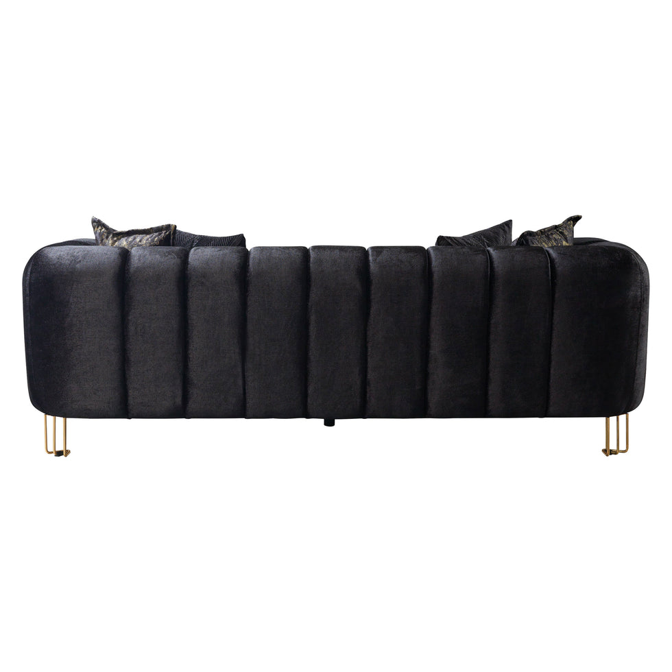 Nova - Santana Black Velvet Sofa 89" & Loveseat 69"