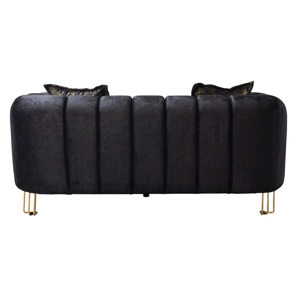 Nova - Santana Black Velvet Sofa 89" & Loveseat 69"