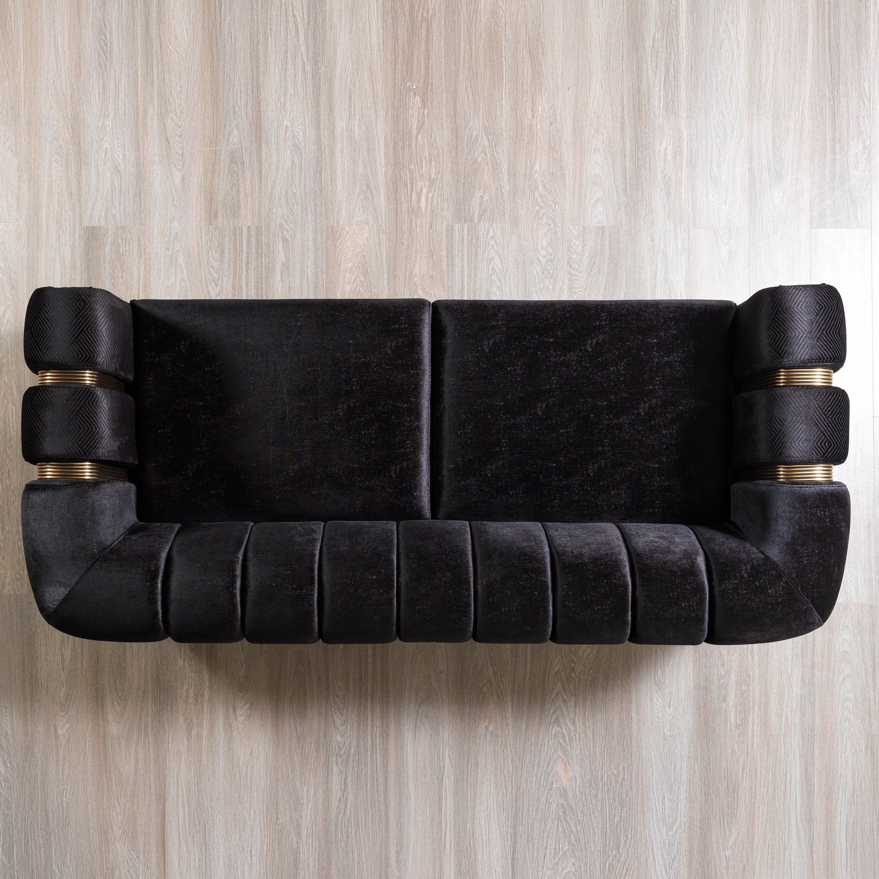 Nova - Santana Black Velvet Sofa 89" & Loveseat 69"