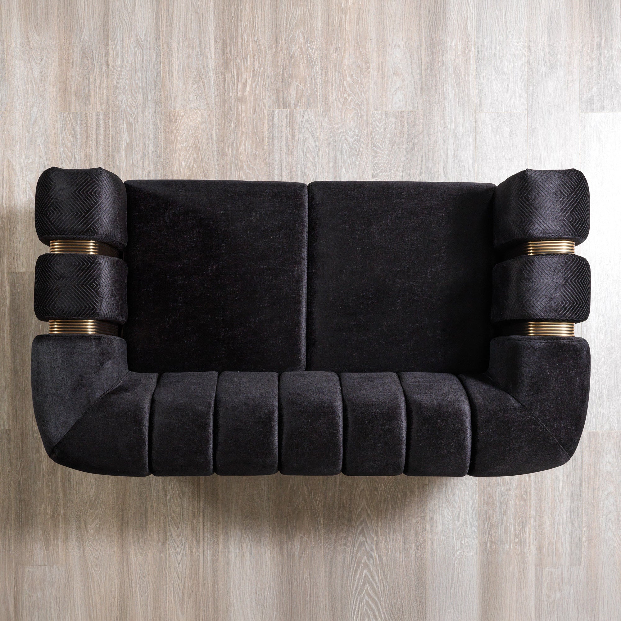 Nova - Santana Black Velvet Sofa 89" & Loveseat 69"