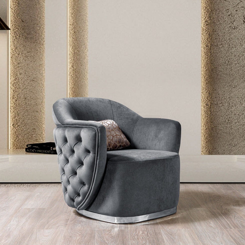 Nova - Victoria Gray Velvet Chair