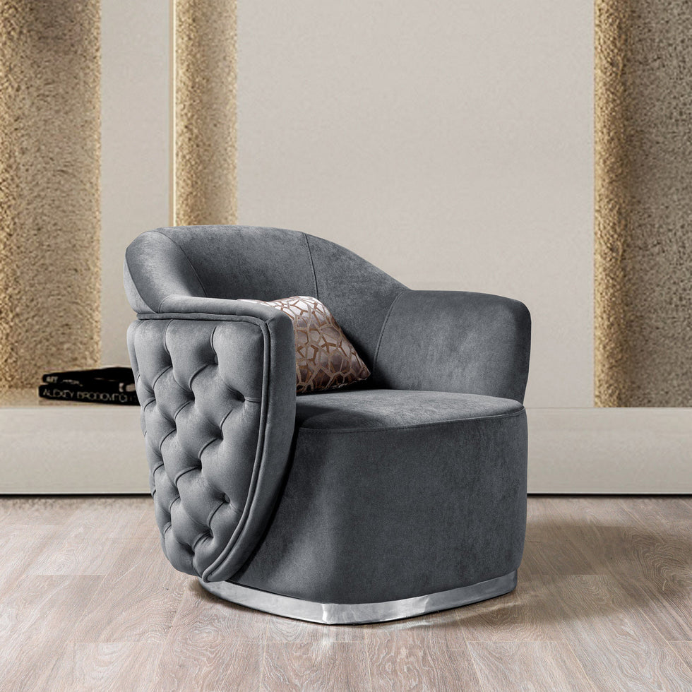 Nova - Victoria Gray Velvet Chair