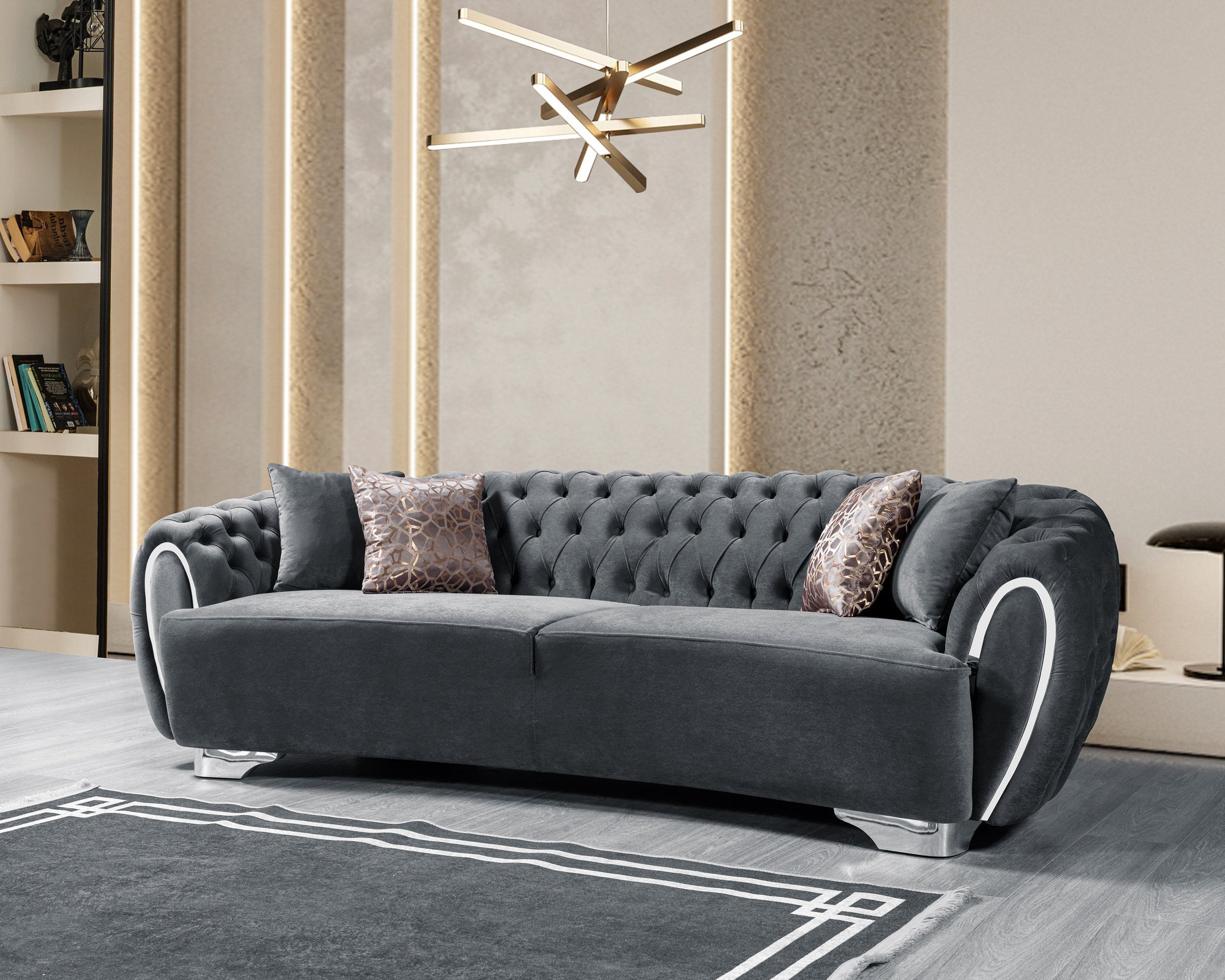 Nova - Victoria Gray Velvet Sofa 99" & Loveseat 79"