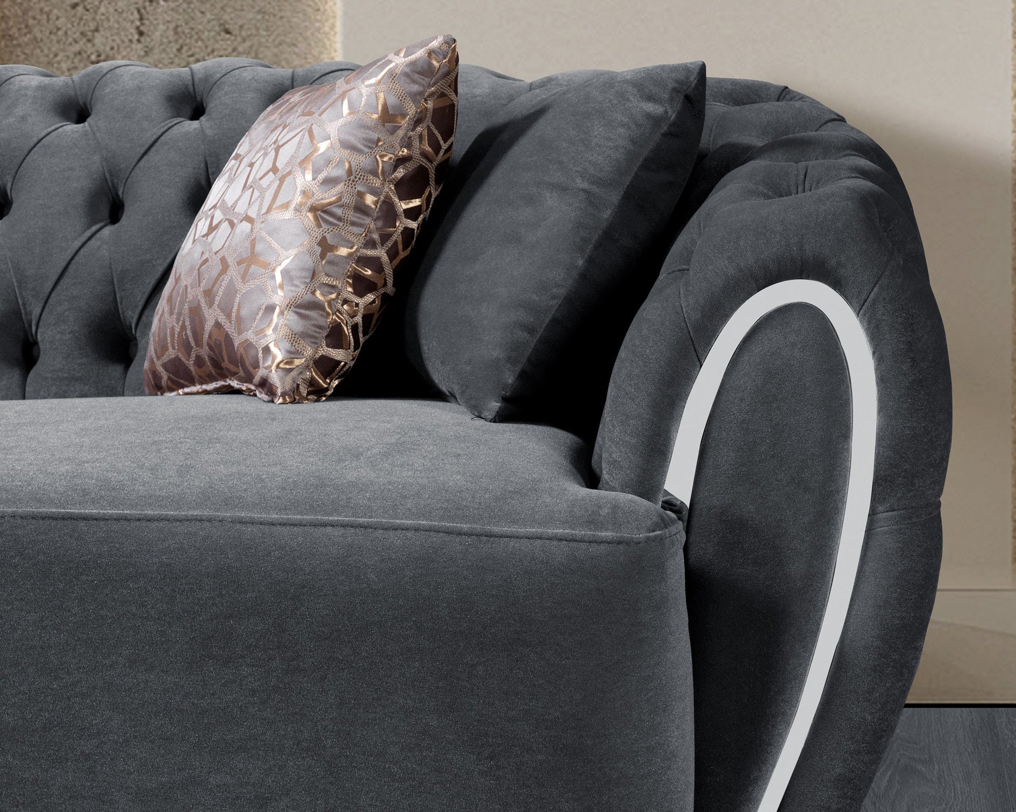 Nova - Victoria Gray Velvet Sofa 99" & Loveseat 79"