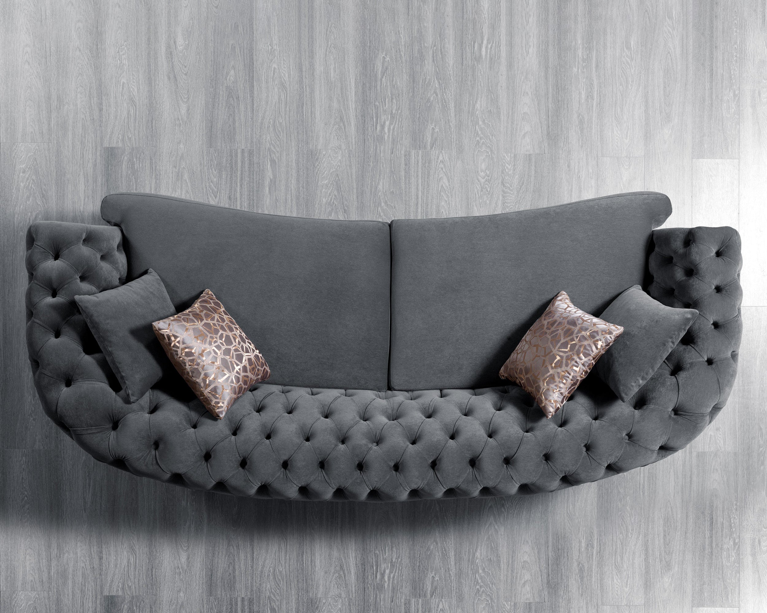 Nova - Victoria Gray Velvet Sofa 99" & Loveseat 79"