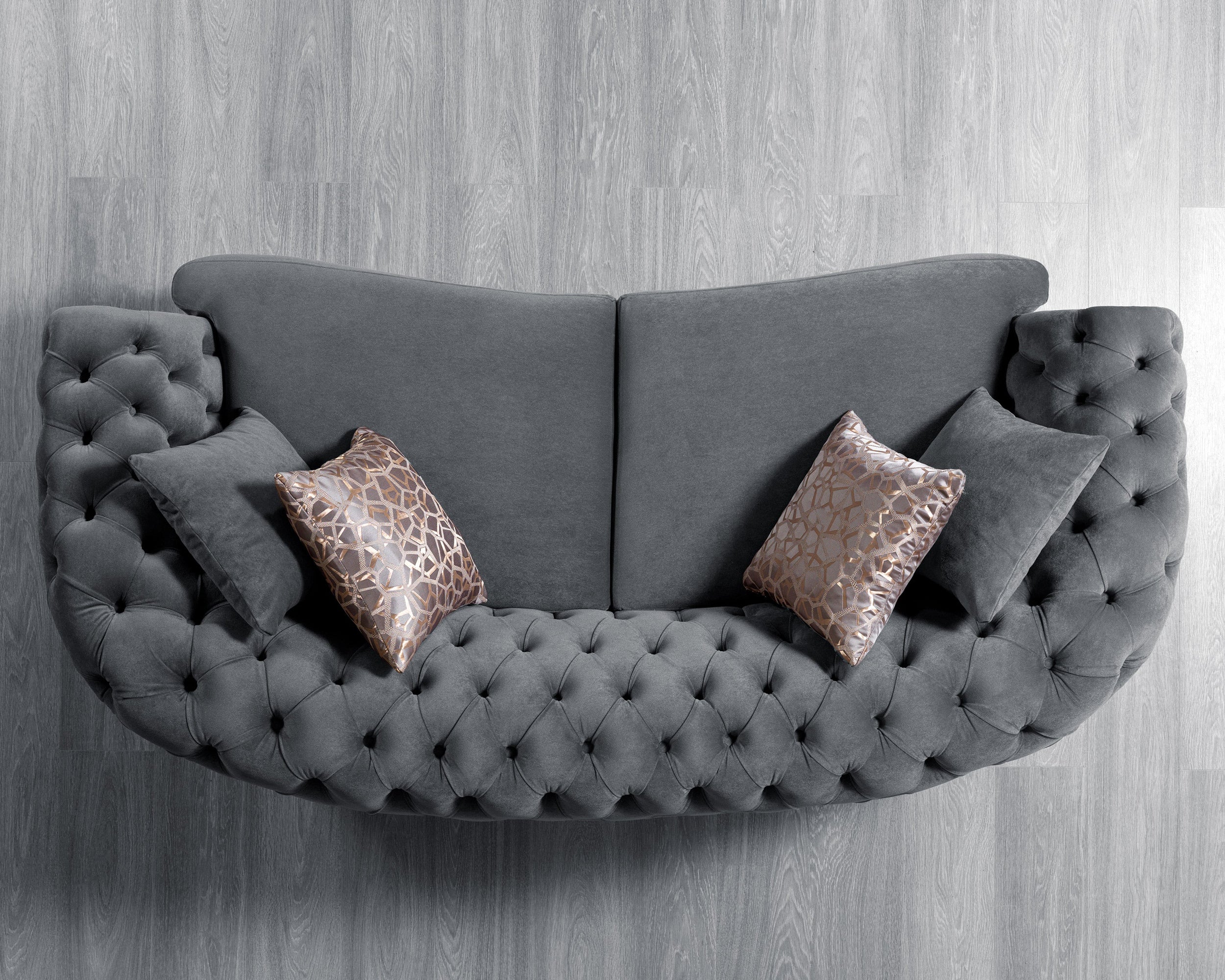Nova - Victoria Gray Velvet Sofa 99" & Loveseat 79"