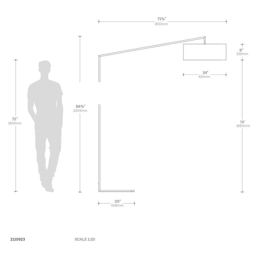 Nova Of CA - Stretch Arc Floor Lamp Matte Black 87" Height