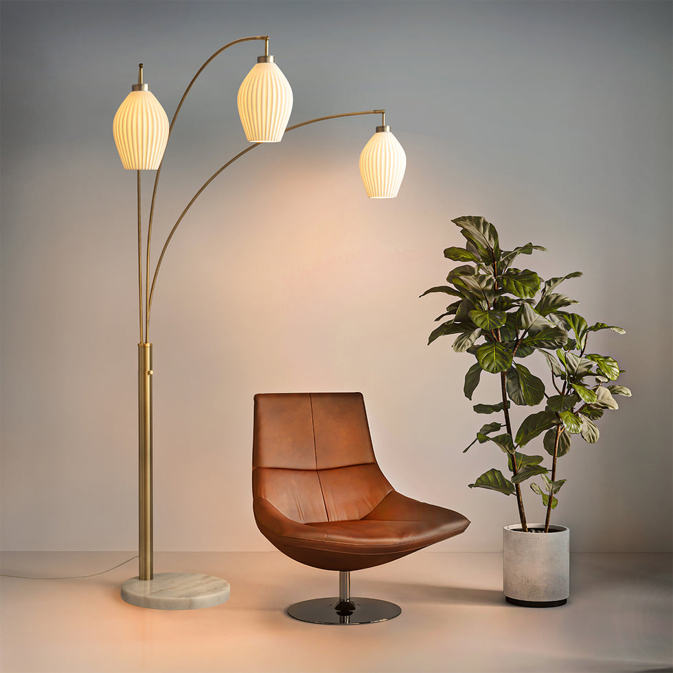 Nova Of CA - Santa Clara 3 Light Arc Floor Lamp Weathered Brass