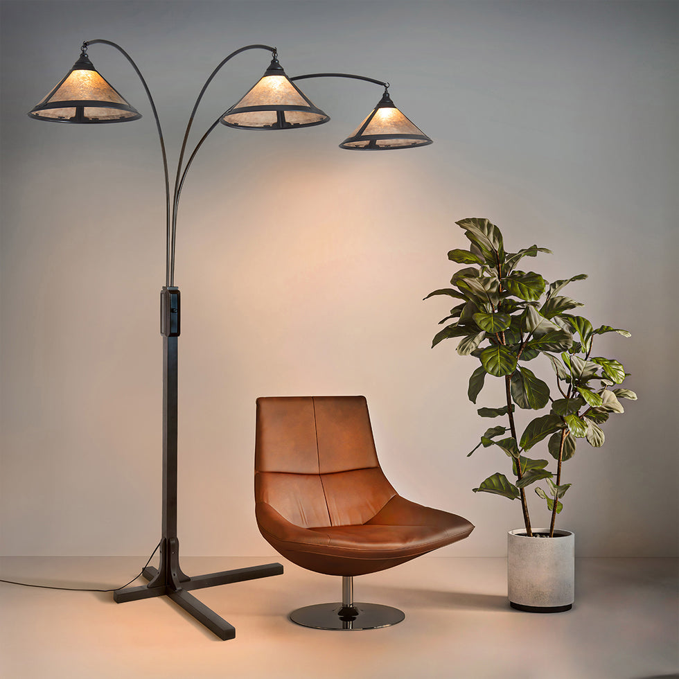 Nova Of CA - Natural Mica 3 Light Arc Floor Lamp
