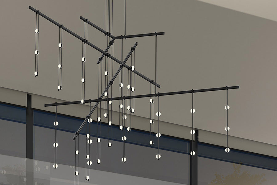 Sonneman - Suspenders 48" 4-Tier Tri-Bar with Crystal Ladder Light Luminaires
