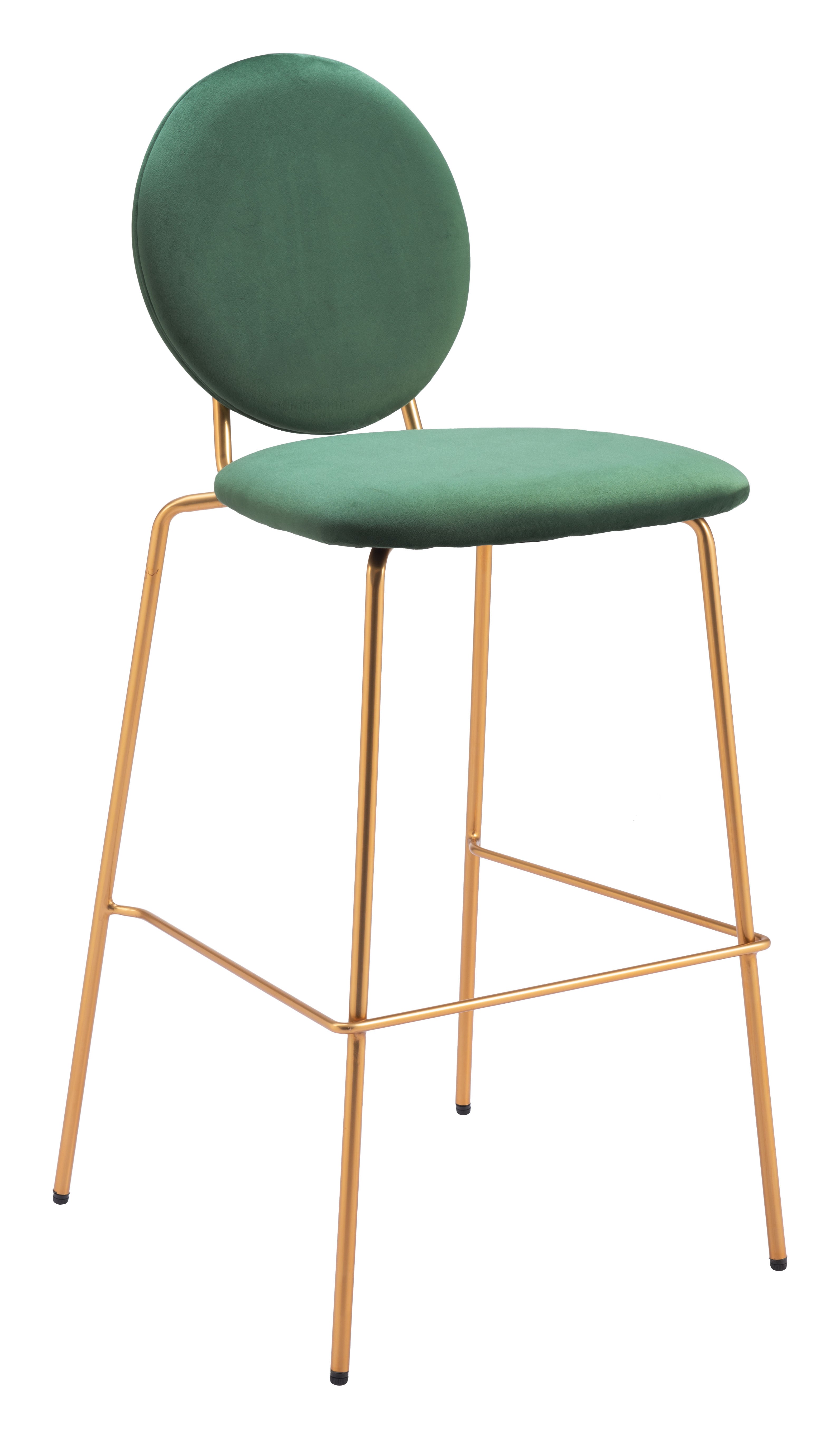 ZUO - Odessa Barstool (Set of 2) in Green/Gold