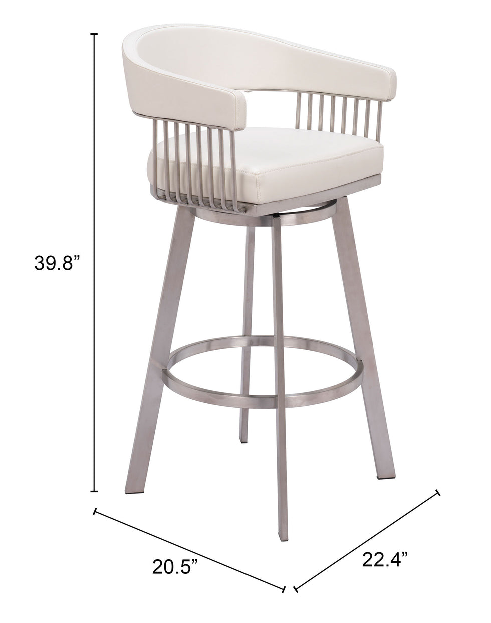 ZUO - Bantry Swivel Barstool in White