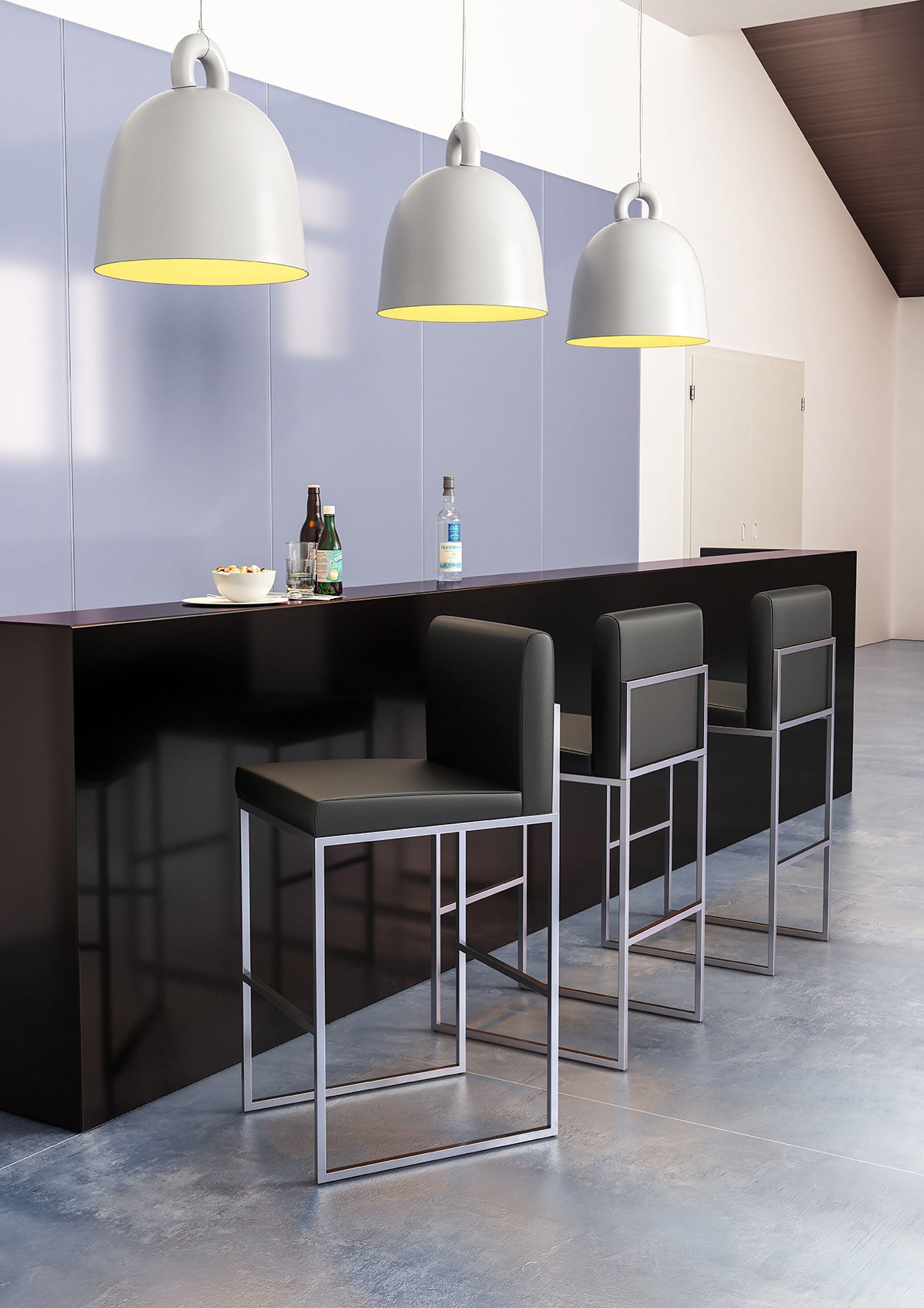 ZUO - Genoa Barstool in Gray/Silver
