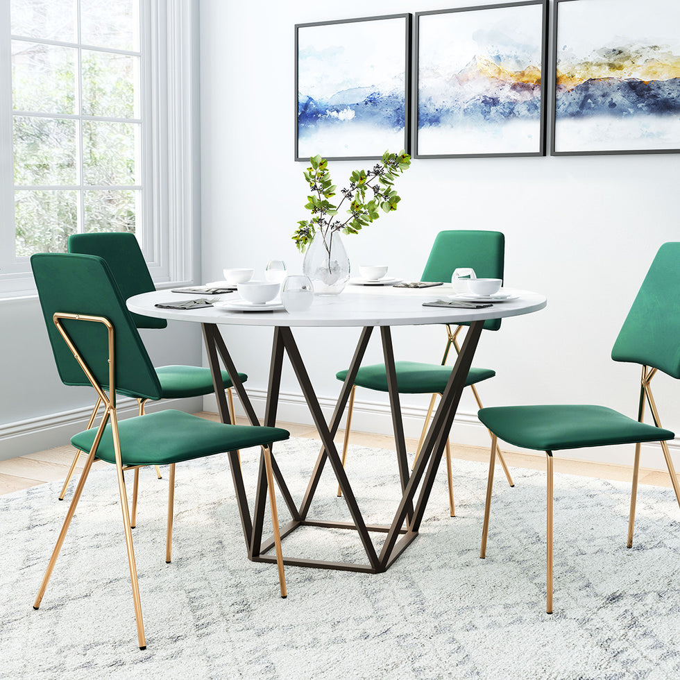 ZUO - Tintern Dining Table in White/Antique Brass/Dark Brown