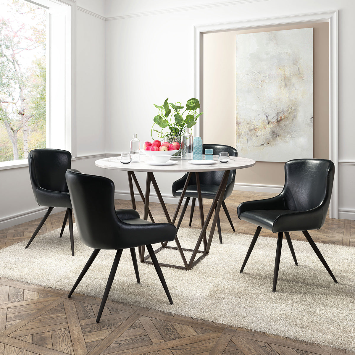 ZUO - Tintern Dining Table in White/Antique Brass/Dark Brown