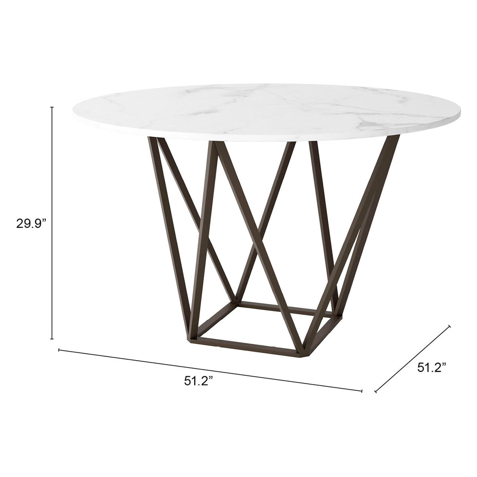 ZUO - Tintern Dining Table in White/Antique Brass/Dark Brown