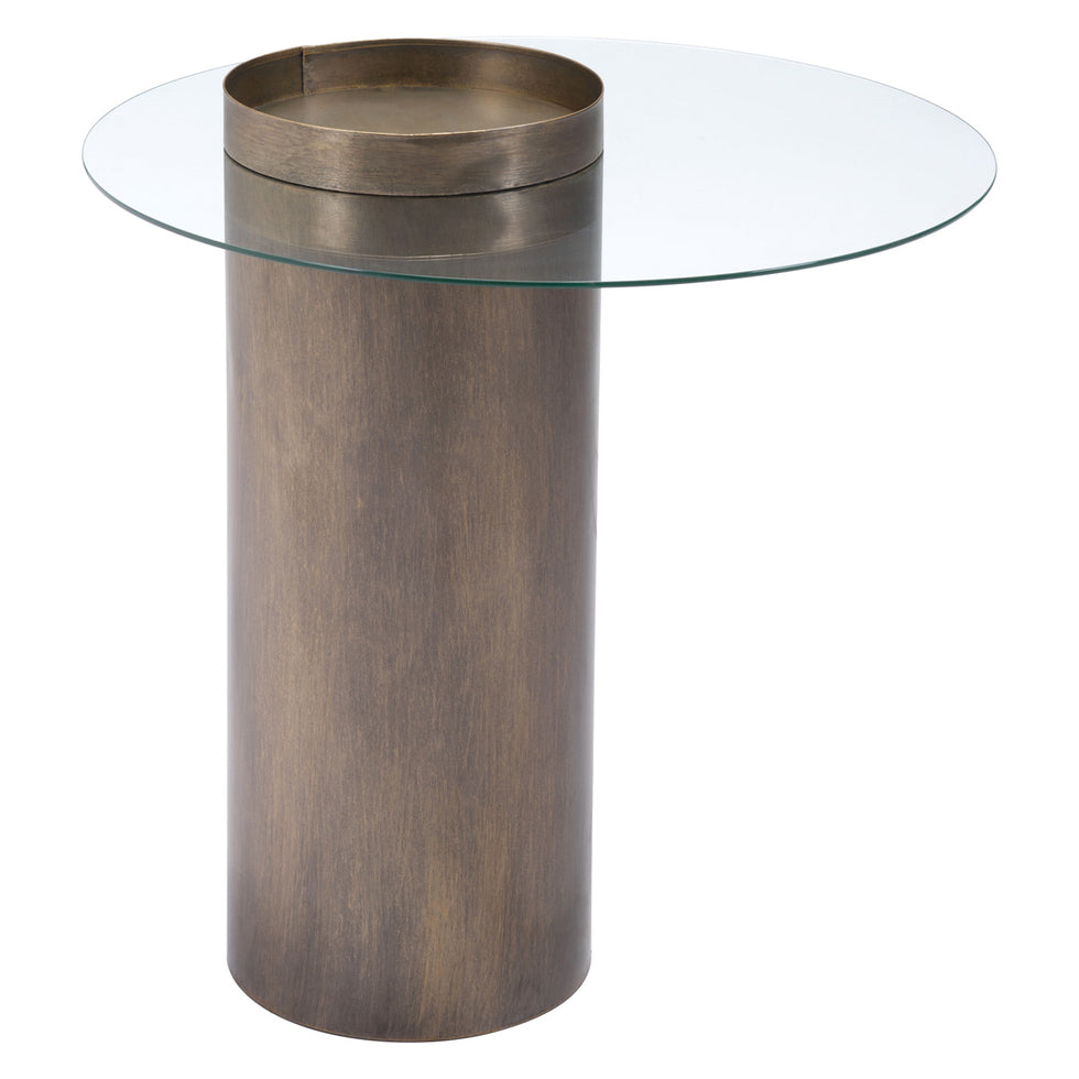 ZUO - Emi End Table in Antique Gold/Clear