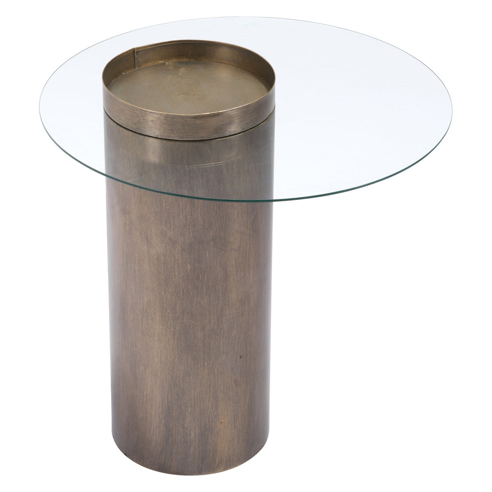 ZUO - Emi End Table in Antique Gold/Clear