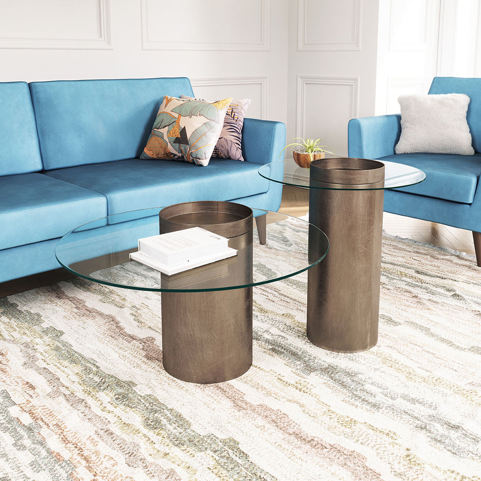 ZUO - Emi End Table in Antique Gold/Clear