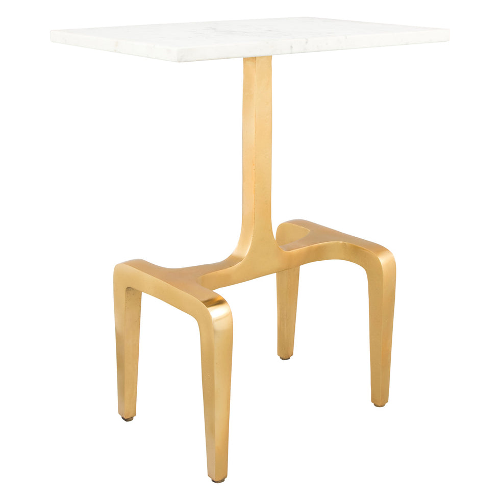 ZUO - Clement Side Table in White/Gold
