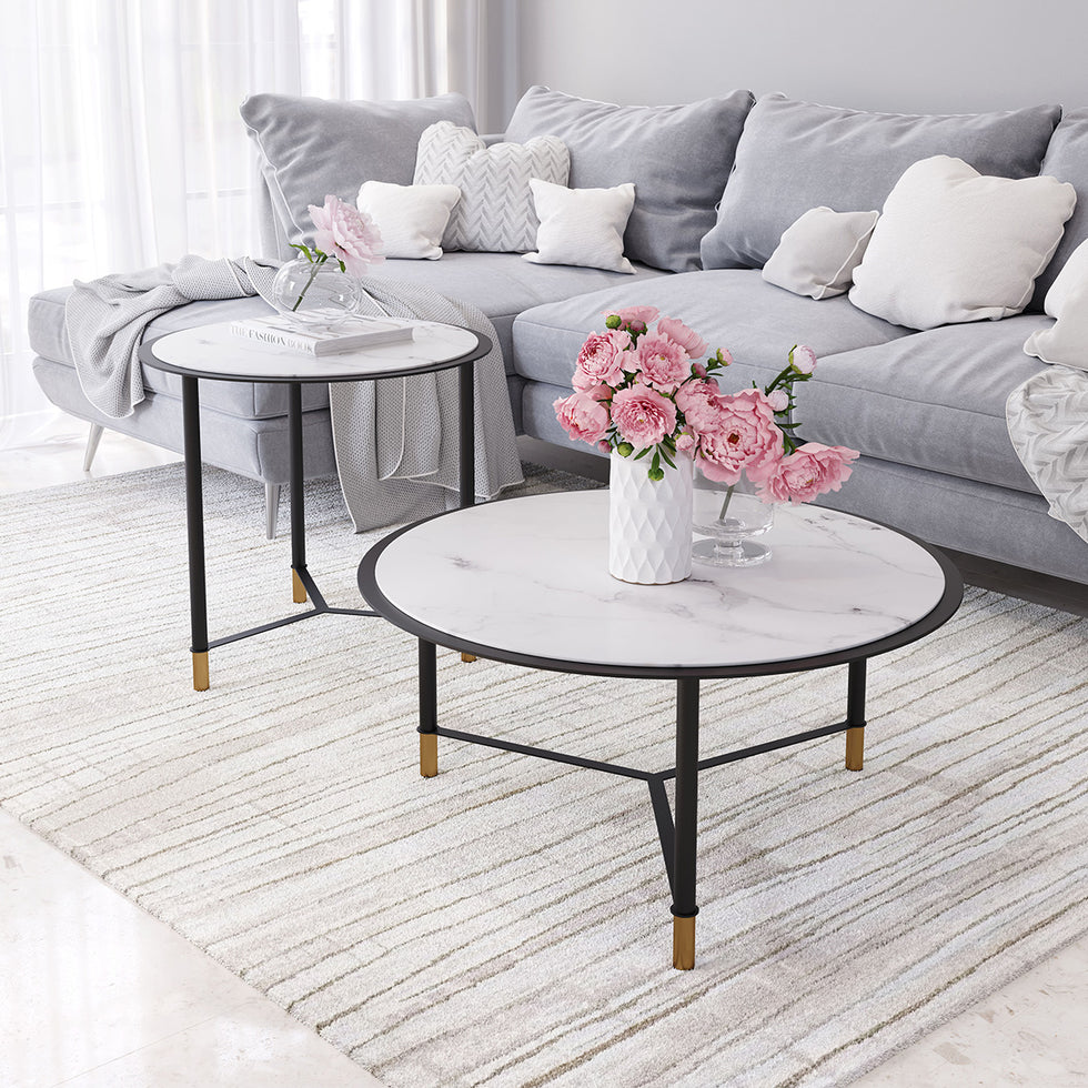 ZUO - Davis Coffee Table (Set Of 2) in Black/White/Black