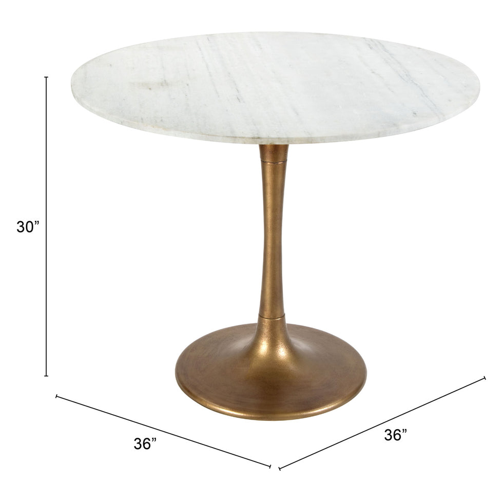 ZUO - Fullerton Dining Table in White/Gold