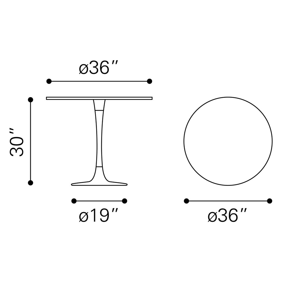 ZUO - Fullerton Dining Table in White/Gold