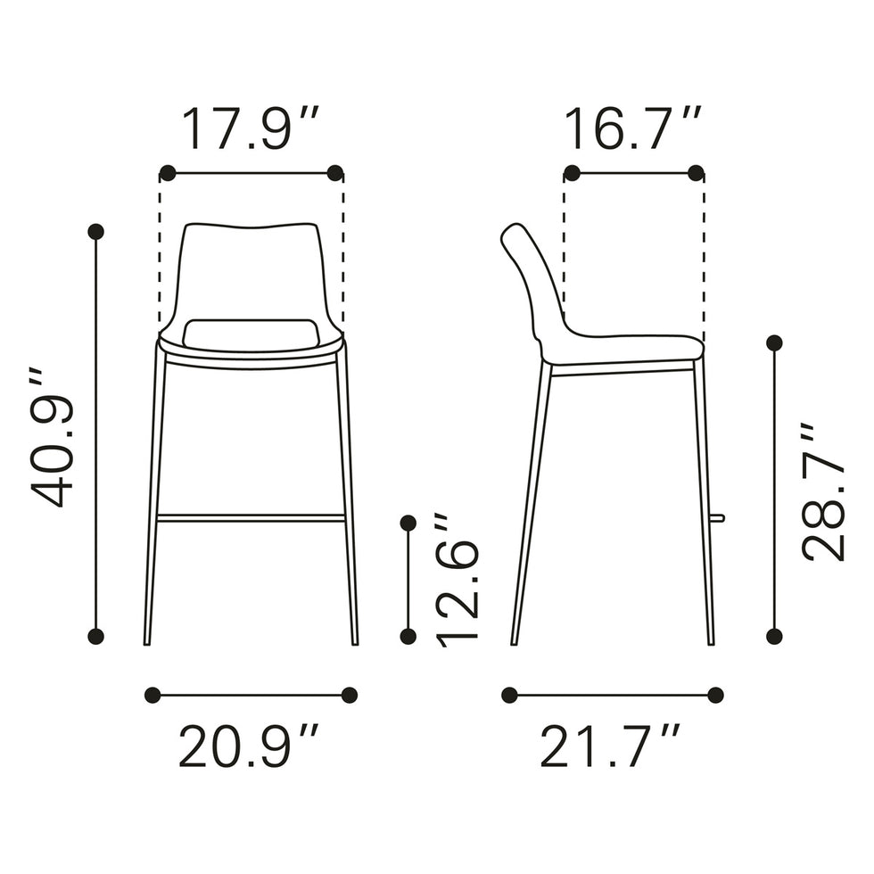 ZUO - Ace Bar Chair in Dark Gray/Brown