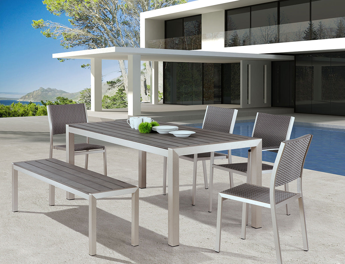 ZUO - Metropolitan Double Bench in Silver/Gray