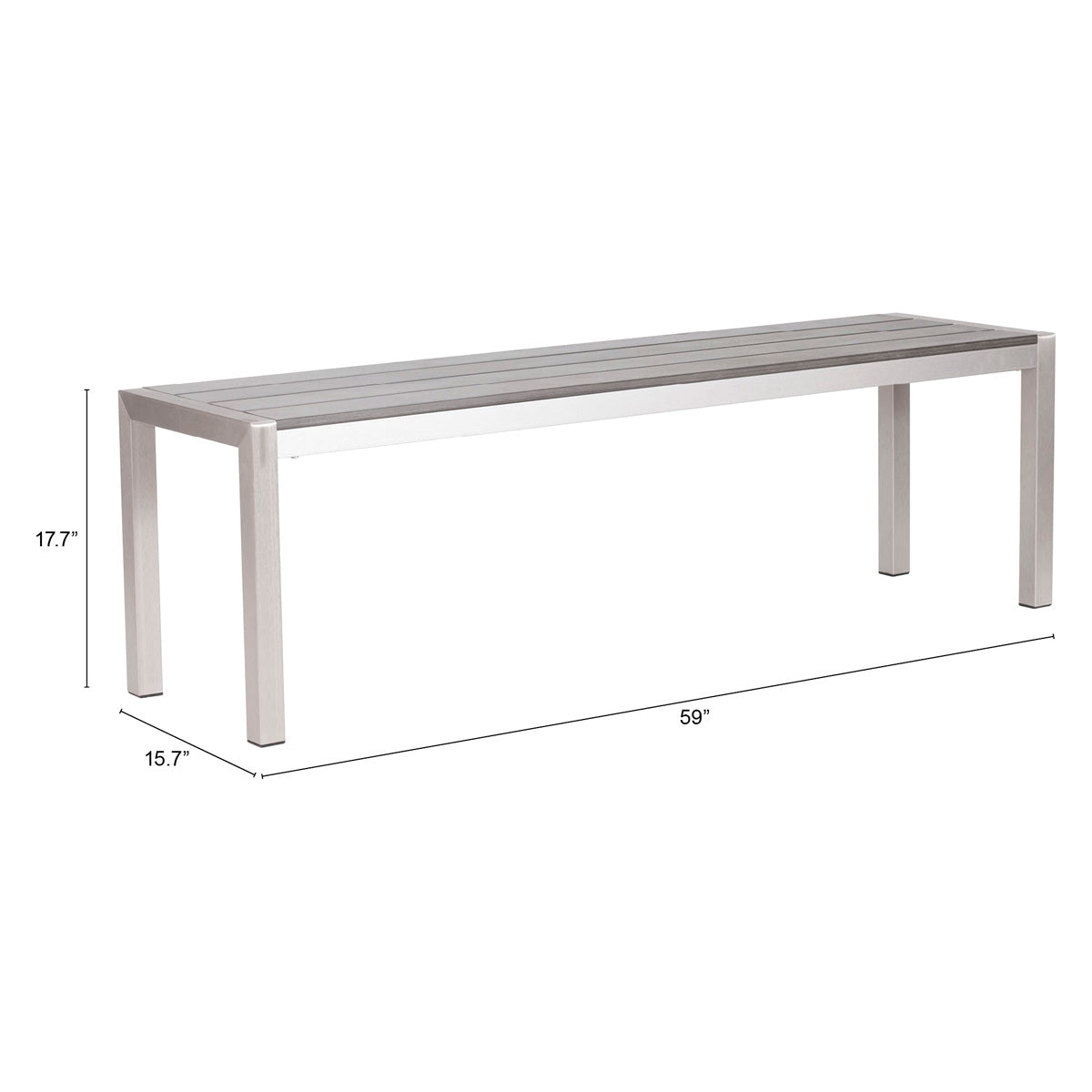 ZUO - Metropolitan Double Bench in Silver/Gray