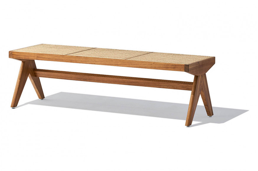 A stylish beige and brown bench from the brand SohoConcept
