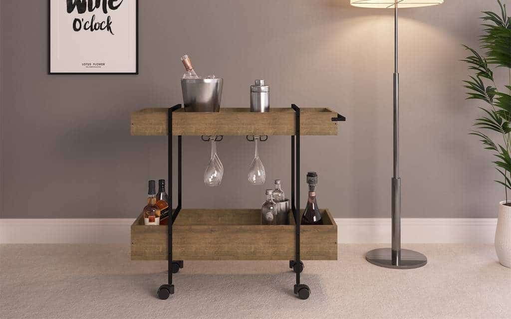 Casabianca Peak Bar Cart - Walnut/Black