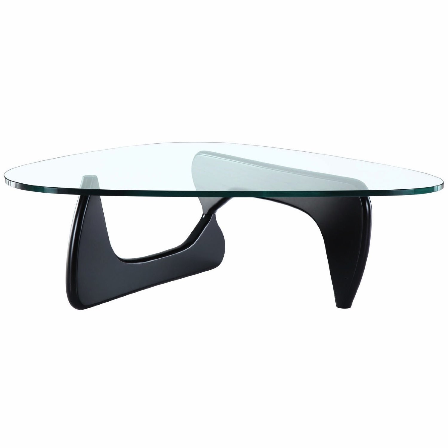 LeisureMod™ Imperial Modern Glass Top Triangle Coffee Table - Black