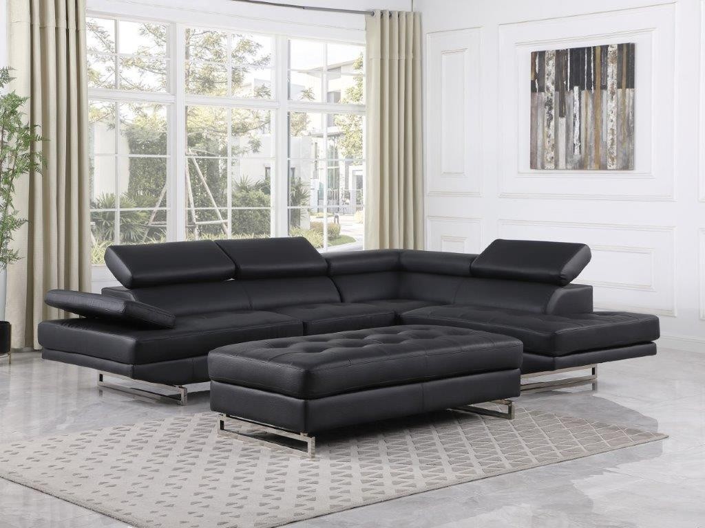 A large black sofa 