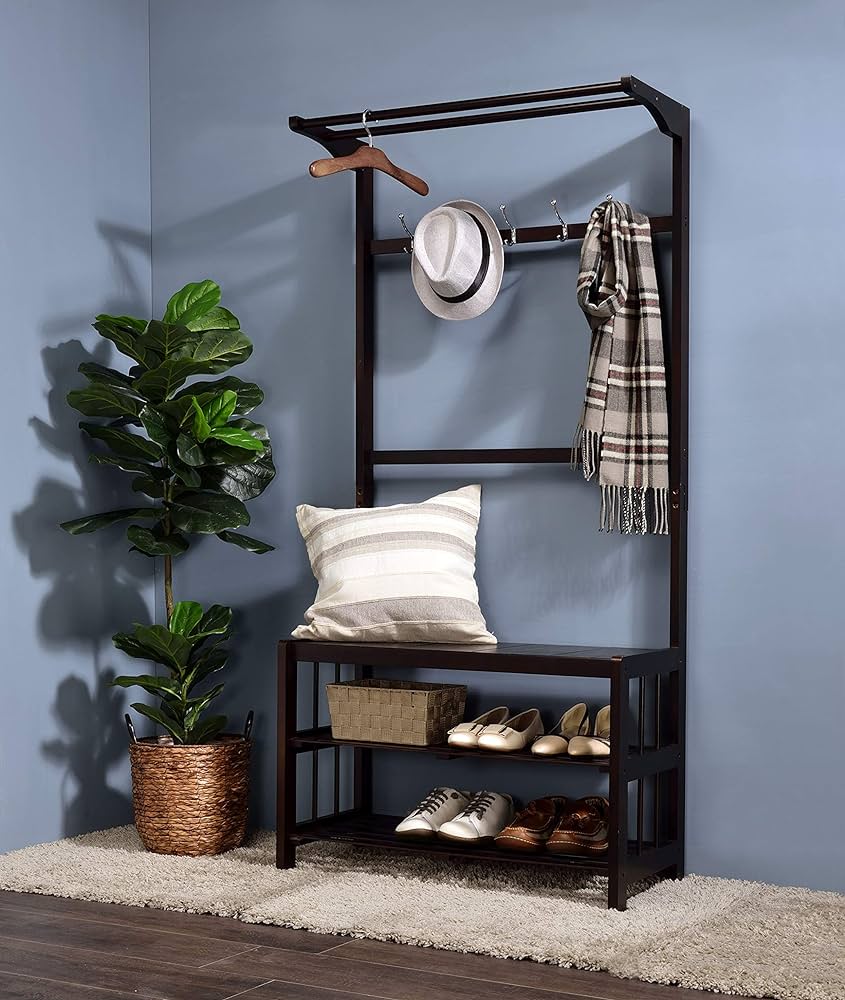 ACME™ - Pieria Hall Tree in Espresso Finish it's the perfect place to keep things organized
