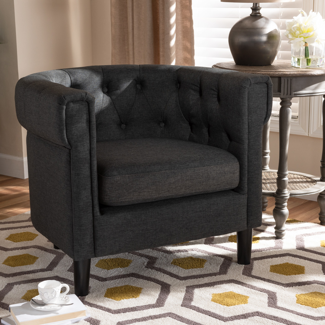 An upholstered chair for the living room will become the highlight of your design