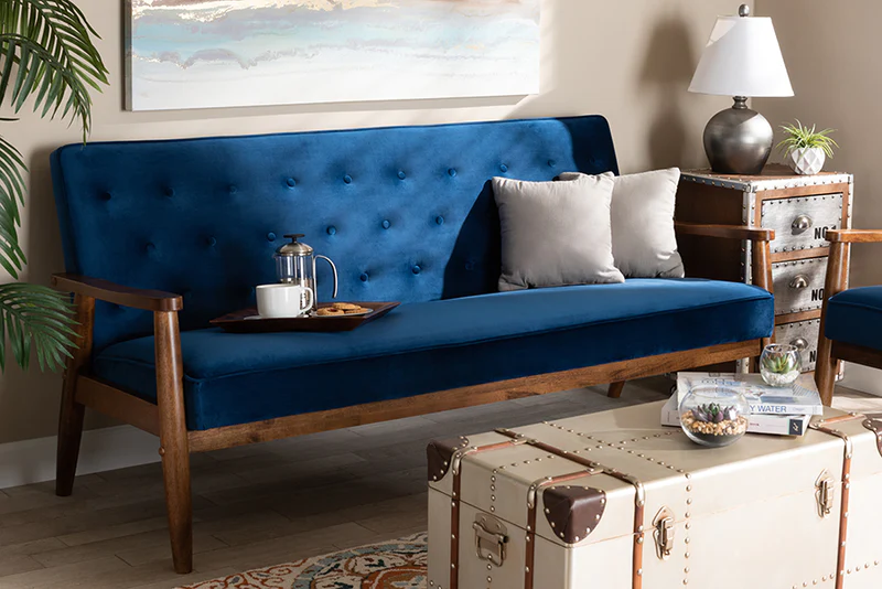 a blue sofa Baxton Sorrento Mid-Century Modern 3-seater Sofa is always the beauty and style of your home