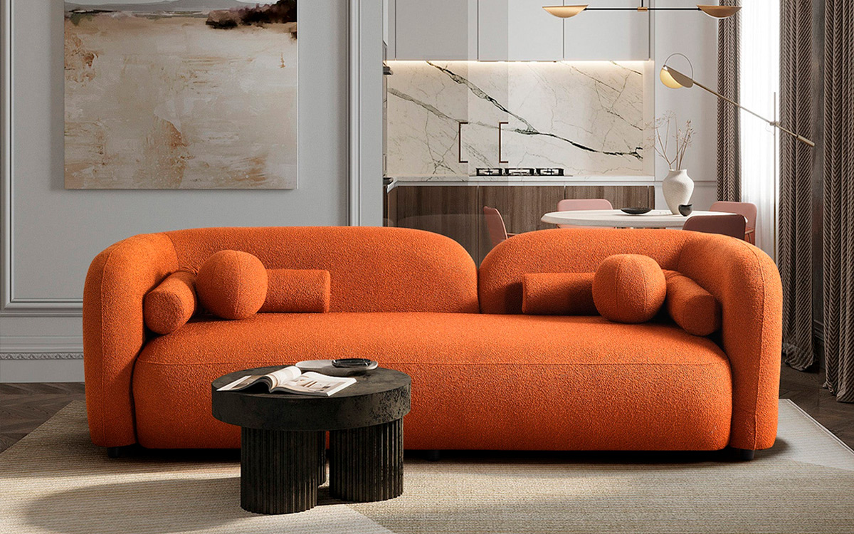 Ashcroft Bodrum Sofa Burnt Orange Boucle