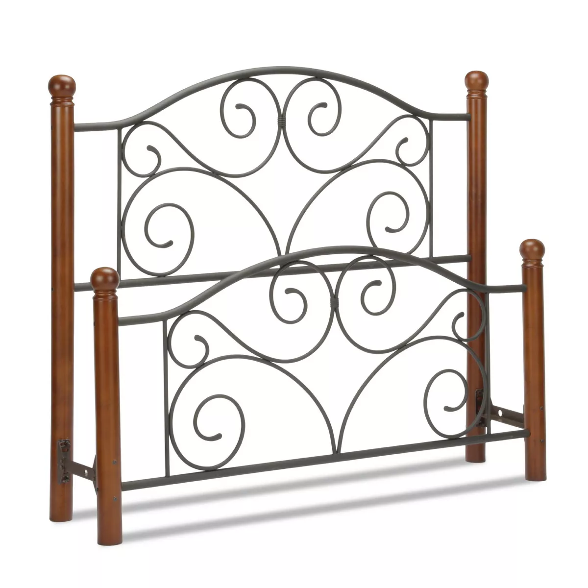 eLuxury™ Doral Metal and Wood Bed with Headboard and Footboard - Full, Black