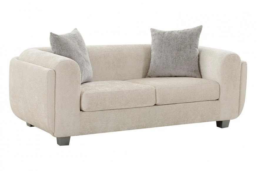 Pasargad™ - Bergamo Ivory Fabric Loveseat with 2 Pillows Included