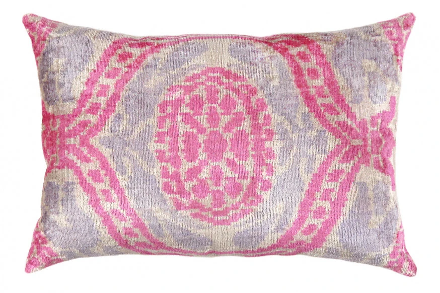 Pasargad™ - Ikat Velvet Pillow Pink Colo