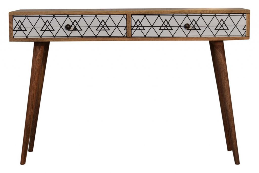 Artisan Triangle Printed Console Table Long